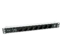 REGLETA ALIMENTACION ALUMINIO RACK 19" 1U 7 TOMAS TIPO SHUCKO EURO + 2 TOMAS USB CON PROTECTOR SPD CABLE 1.8m