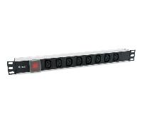 Equip Regleta Rack 19 – Unidad de distribución de energía (PDU) 333310 – 8 enchufes C13 1U Negro