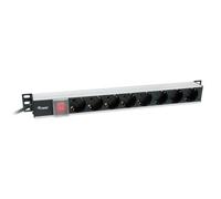 Regleta alimentacion aluminio rack 19' 1u 8 tomas tipo shucko euro cab