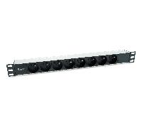 REGLETA ALIMENTACION ALUMINIO RACK 19" 1U 8 TOMAS TIPO SHUCKO EURO CABLE 1.8m