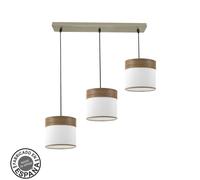 Regleta cloe 3xe27 cuero/blanca-madera oscura regx60x16 cm