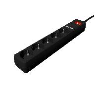 REGLETA CON CARGADOR USB, 5 ENCHUFES, 1.5 M, USB 2A, COLOR NEGRO