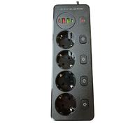 Regleta con protección contra sobretensiones de 3250 W, 13 A, 100 V-250 V, interruptor individual con 4 LED, 4 tomas de corriente, 2 puertos USB (QC3.0), 2 puertos tipo C (PD20W) y cable de extensión