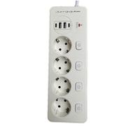 Regleta con protección contra sobretensiones de 3250 W, 13 A, 100 V-250 V, interruptor individual con 4 LED, 4 tomas de corriente, 2 puertos USB (IQ), 2 puertos tipo C, cable de extensión de 2 m - Bla