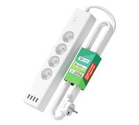 Regleta conectada (Tipo E), 16A Regleta WiFi Compatible con Alexa, Google Home y SmartThings, Multitoma programable (4 Tomas de CA y 4 Puertos USB) con función de Tiempo y Control Remoto