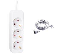 Regleta de 3 enchufes Meister - cable de 3 m, blanco, plástico