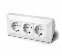Regleta de 3 enchufes para esquina, 230 V, 16 A, 3600 W, color blanco mate