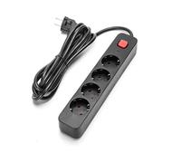 Regleta de 4 vías con Interruptor, Cable de 3 m, 3G, 1,5 mm², Color Negro - Ideal para conectar múltiples Dispositivos eléctricos.