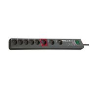 Regleta de 8 enchufes Brennenstuhl Secure-Tec (protección contra sobretensión, antracita, cable de 3 m)