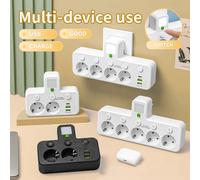 Regleta de alimentación con enchufe de CA y UE, enchufes múltiples, sin Cable de extensión con puertos USB, Protector contra sobretensiones, filtro de red, interruptor Individual