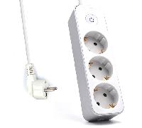 Regleta de alimentacion multiple welly enjoy 3 salidas schuko 16a con interruptor de encendido apagado blanco plateado WY13163