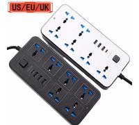 Regleta de alimentación universal con puerto USB tipo C, cable de extensión de 2 m, enchufe de CA, toma de corriente eléctrica, enchufe EU, US, UK