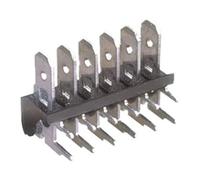 Regleta de conexión 10A, 16x5mm, tipo 6.3, ideal para conexiones eléctricas y distribución de energía.