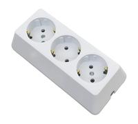 Regleta de conexión de pared | Regleta de conexiones | Inalámbrico | Hasta 3680 W | 16 A/250 V (3 enchufes blancos - forma trapezoidal)