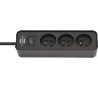 Brennenstuhl Regleta de 3 enchufes Ecolor (regleta con interruptor y cable de 1,5 m) color negro