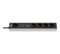 Brennenstuhl regleta enchufes de 5 Tomas de Corriente y 2 USB 2,4 A con Cargador USB C (regleta enchufes USB C de Carga rápida, 1x USB C Power Delivery, 2X USB 2,4 A, 1,5m Cable, Interruptor)