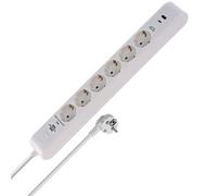 Regleta de enchufes Brennenstuhl de 6 Tomas con USB y protección contra sobretensiones (regleta múltiple con 1x USB C PD 20 W para Carga rápida y 1x USB A 20 W, Interruptor, Cable de 2 m) Blanco