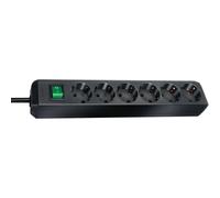 Regleta de enchufes Eco-Line de Brennenstuhl [6 salidas, negro, interruptor, 1,5 m]