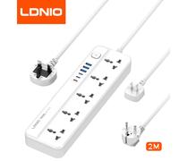 Regleta de Enchufes LDNIO con 6 Puertos USB de Carga Rápida Tipo C, Cable de Alimentación Reforzado de 2 Metros, Enchufe para EE. UU., Reino Unido, UE y Corea, Alta Capacidad, Protección Contra 2M US