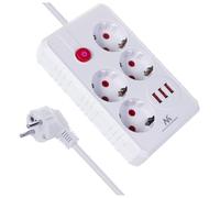 Regleta de enchufes maclean, cable alargador de 4 tomas + 3xusb, 110-2