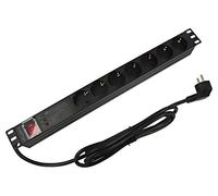 Lanberg Regleta PDU PDU-PRO-07F-0200-BK 1U 16A 6 salidas Schuko Rack 19" Conmutable Negra