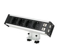 Regleta de mesa 4 enchufes con 2 RJ45, regleta de enchufes enchufable para cocina y oficina, cable de 1.5M