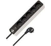 Regleta Ecolor 5 enchufes Blanco/Negro 3,00 m h05vv-f 3g1,5