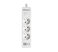 Orbegozo Regleta eléctrica EN 3100 7 en 1 - 3 enchufes VDE con toma de tierra, 2 USB-A, 2 USB-C