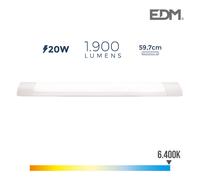 Regleta electronica led 20w 6400k luz fria 1900lm 8x59,7x3,1cm edm