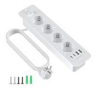 Regleta empotrable con USB, 4 enchufes con USB A y tipo C, 8 en 1 mesa, triple toma empotrada con cable de extensión de 2 m, regleta empotrable para oficina, casa (blanco)