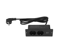 Regleta Empotrada, Tomacorriente Empotrable para Escritorio, Toma Empotrada para Conferencias con 2 Enchufes y 2 Puertos USB, Cable de 4.92 Pies para Mesa de Conferencias (BLACK)