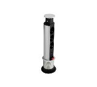 Equip Regleta pop-up para mesa 333304 – 3 tomas Schuko, 2 USB, interruptor, aluminio Ø60 mm