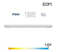Regleta estanca led ip65 18w 1500lm 6500k luz fria 5,9x59x6,6cm edm