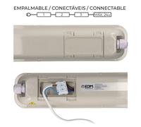 regleta estanca led ip65 18w 1990lm 6500k luz fria 5,9x59x6,6cm edm