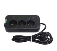 Regleta Europea 8 en 1 con 3 Salidas y 4 Puertos USB A + 1 Puerto USB C, Regleta de Montaje en Pared con Cable de 2 M, Enchufe Europeo 110-250V (Black)