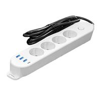Regleta Europea - Adaptador de Corriente con Alargador Internacional,Alargador para Múltiples Dispositivos Electrónicos en Casa u Oficina