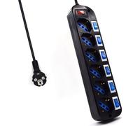 Regleta EWENT 6 Tomas Shucko con Interruptores Iluminados y Montaje en Pared