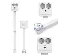 Regleta extensible, alargador de enchufe con 2 enchufes redondos, 2 USB-A y 1 USB-C, giratorio 270°, sin cable, para enchufes retráctiles difíciles de alcanzar detrás de sofás, escritorios