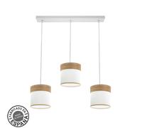 Fabrilamp Lámpara moderna Abrila Cloe 3xE27 Blanco/Madera Clara