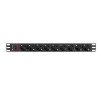 REGLETA LANBERG 1U 16A 9X SCHUKO RACK 19" 3M NEGRO