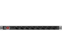 REGLETA LANBERG 1U 16A SCHUKO 19 8X Negro 2M