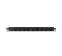 Regleta Lanberg PDU-09F-0300-BK 1U 9 salidas AC Tipo F 16A Rack Horizontal 3m Aluminio
