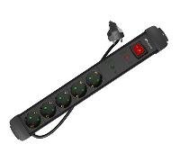 REGLETA LANBERG SP1 5 TOMAS SCHUKO PROTECCION HASTA 2500W NEGRA 1.5M