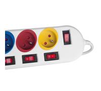 Regleta maclean, cable alargador de 5 tomas, con interruptores, 250vac