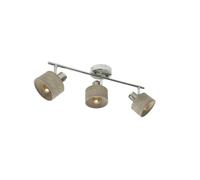 Regleta nando 3xe14 cromo-niquel/mad.gris focos orientables 16x51x10
