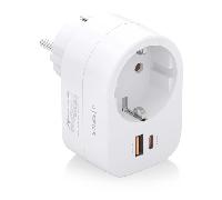 Aisens Regleta de pared ASPS-1A1C06-W 1 toma + USB-C 20W PD3.0 y USB-A 20W QC3.0 Blanco