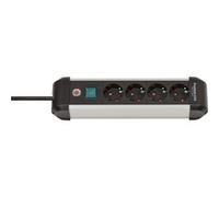 Brennenstuhl Premium-ALU-Line regleta enchufes de 4 Tomas/regleta de Aluminio (Enchufe múltiple con Interruptor, Cable de 1,8 m, Fabricado en Alemania)