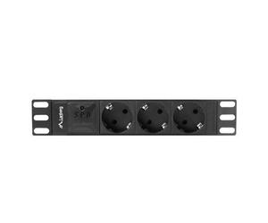 Regleta Profesional Lanberg 1U 16A 3x Schuko para Rack 10" - Negro