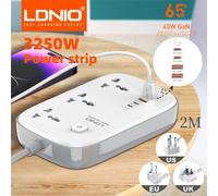 Regleta Universal LDNIO con 65W GaN USB Charer 3250W Cable de extensión filtro de red Protector contra sobretensiones enchufe UE/EE. UU./Reino Unido