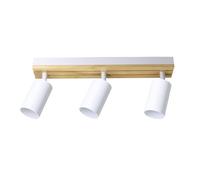 Regleta waikato 3xgu10 blanco/madera orientable 16,5x38x5,5cm